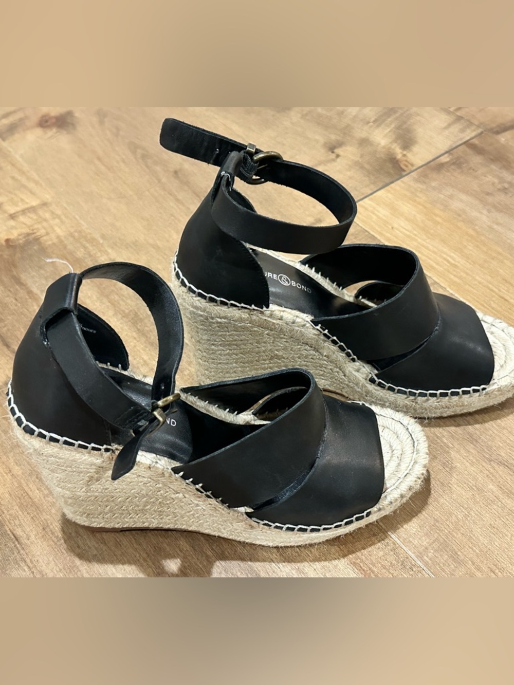 Treasure & Bond Sannibel Platform Wedge Black Sandals 7.5